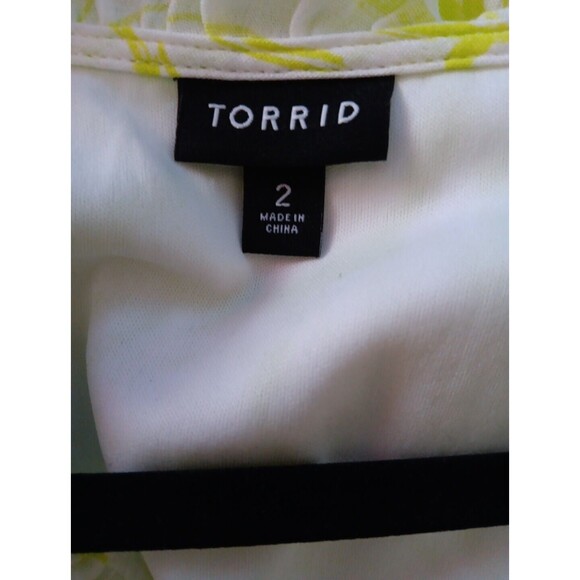 Torrid Womens Bright Green White Floral Tiered Midi Dress w/ Tassel Tie, 2X - Picture 6 of 6